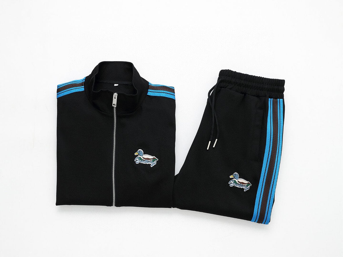 Burberry Duck Logo Striped Side Band Technical Tracksuit Black