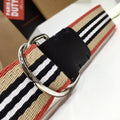 Burberry Icon Stripe Webbing Belt with Silver-Tone D-ring Buckle