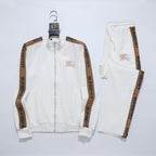 Burberry Vintage Check Trim Tracksuit - White EKD Embroidered Jacket & Pants Set
