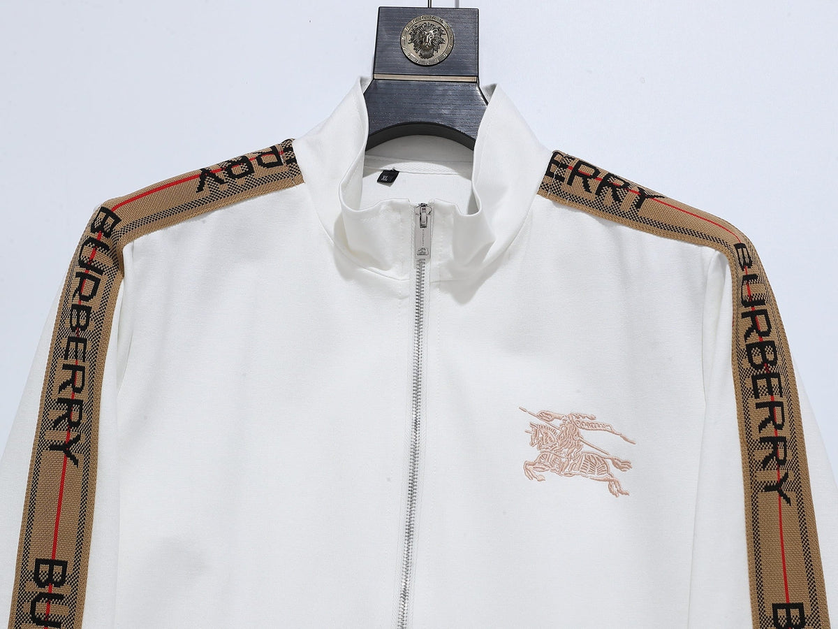 Burberry Vintage Check Trim Tracksuit - White EKD Embroidered Jacket & Pants Set