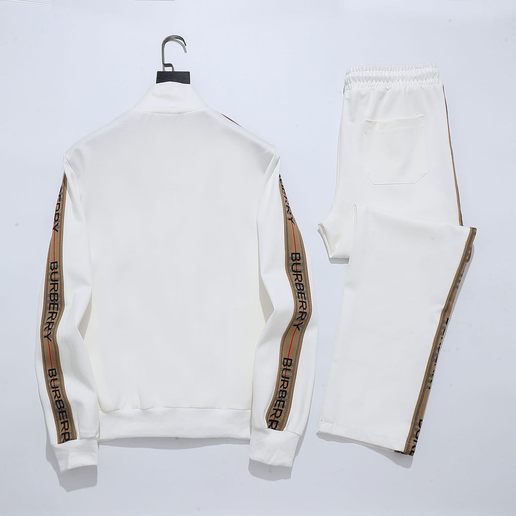 Burberry Vintage Check Trim Tracksuit - White EKD Embroidered Jacket & Pants Set