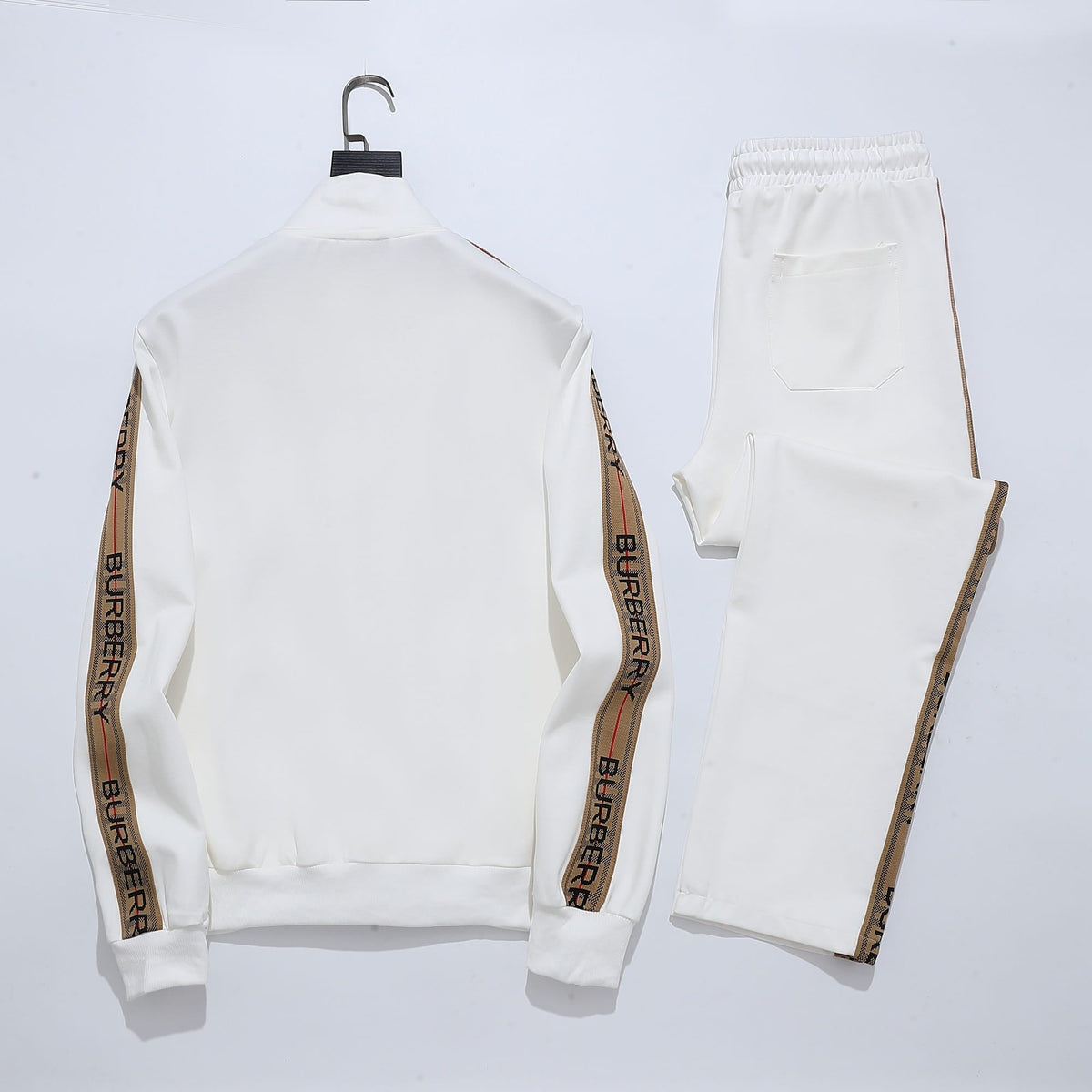 Burberry Vintage Check Trim Tracksuit - White EKD Embroidered Jacket & Pants Set