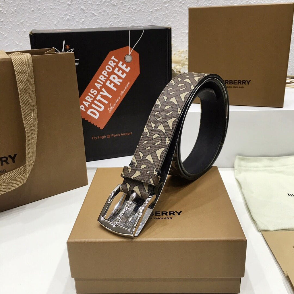 Burberry Brown TB Monogram Coated Canvas Buckle Belt