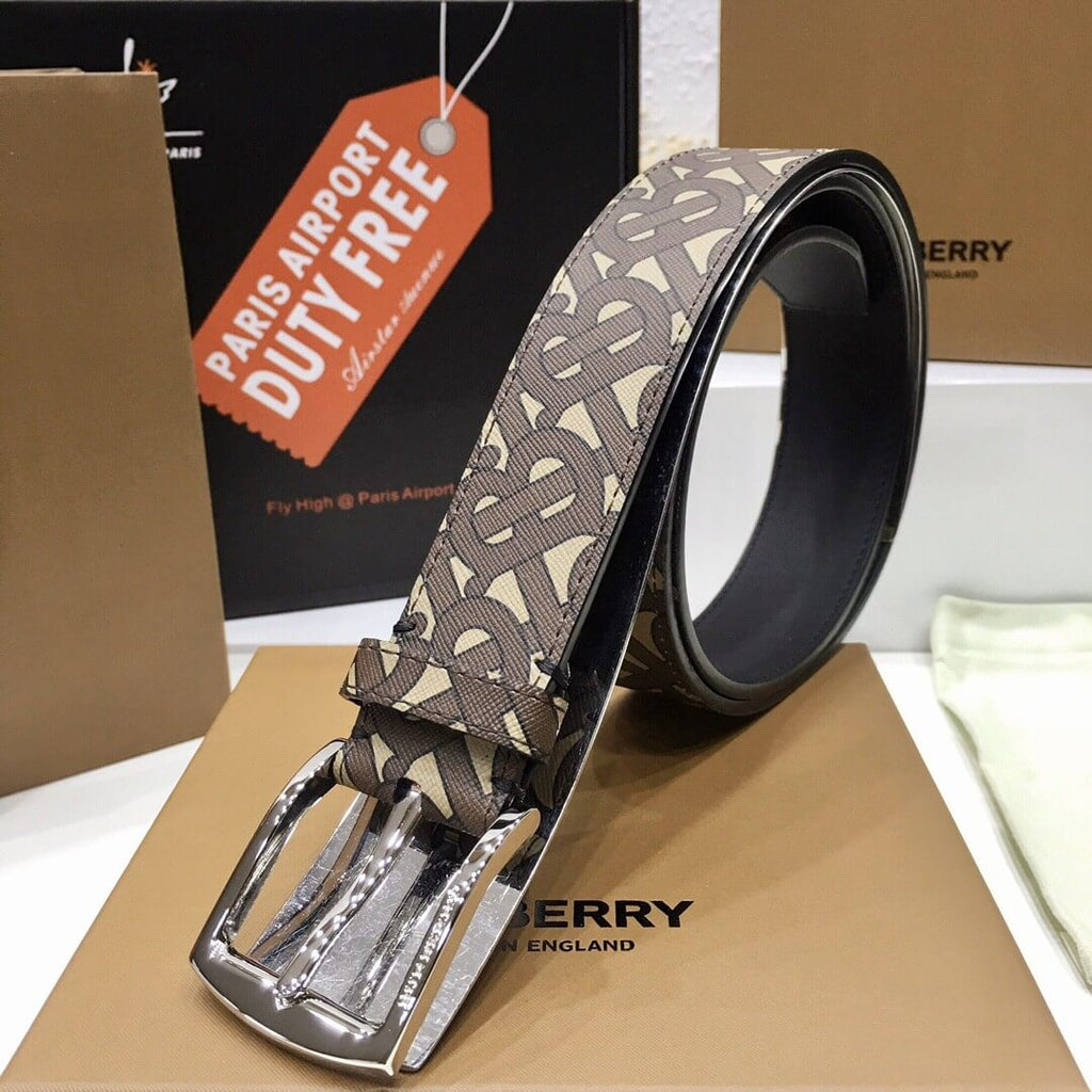 Burberry Brown TB Monogram Coated Canvas Buckle Belt