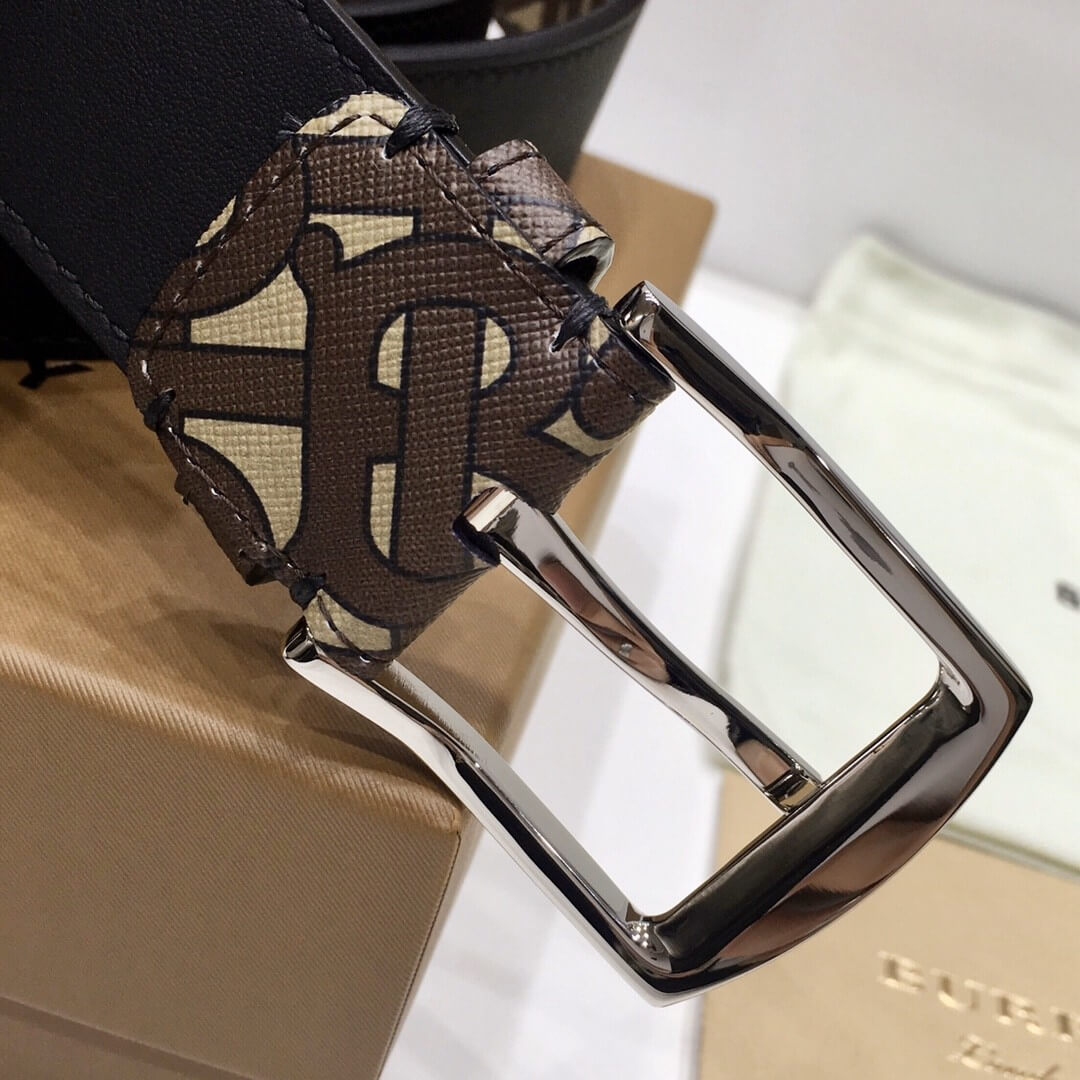 Burberry Brown TB Monogram Coated Canvas Buckle Belt