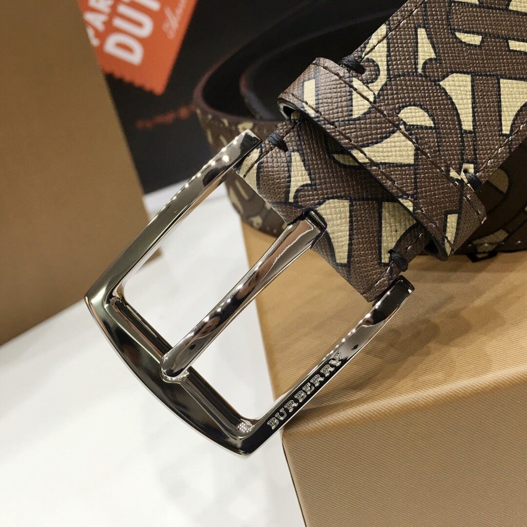Burberry Brown TB Monogram Coated Canvas Buckle Belt