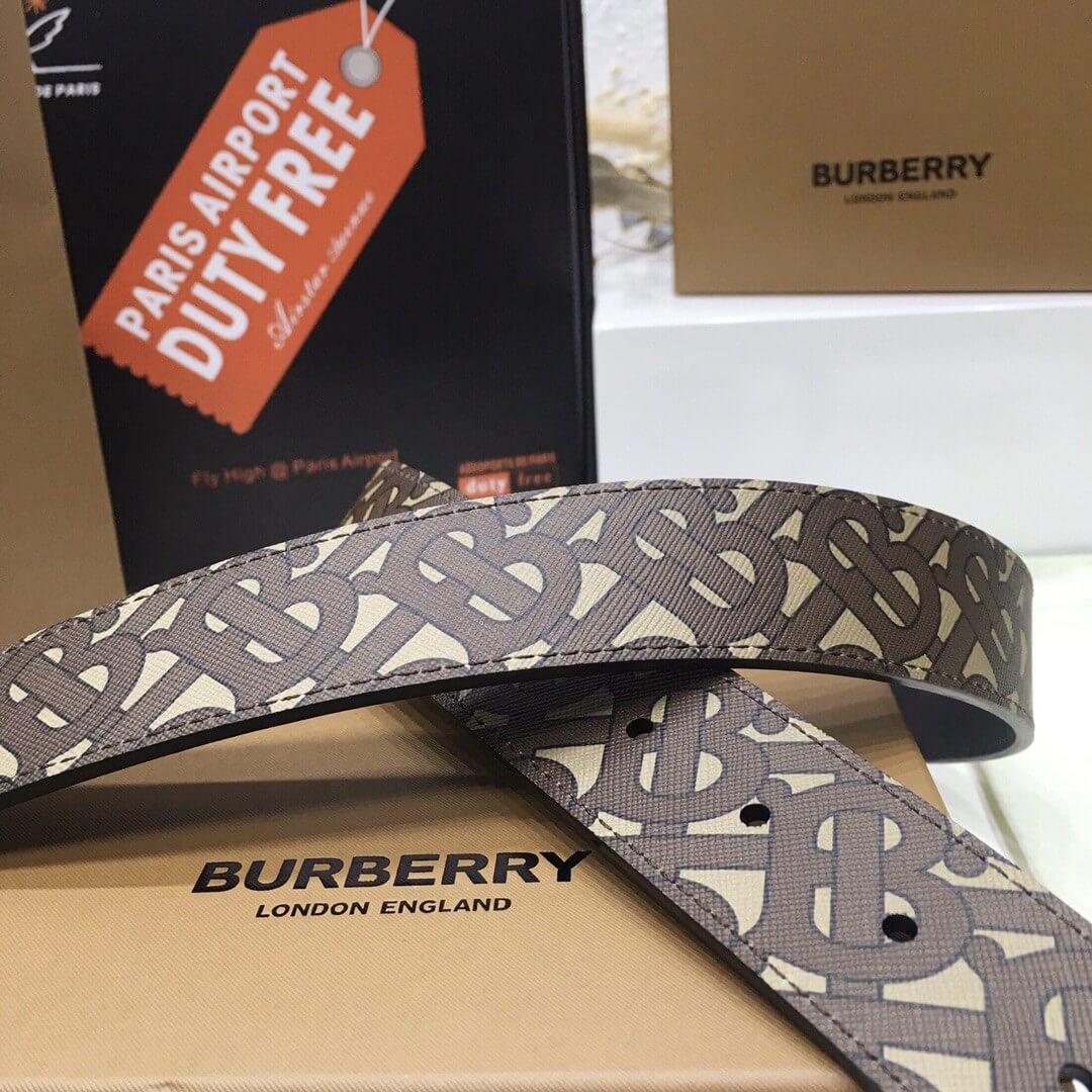 Burberry Brown TB Monogram Coated Canvas Buckle Belt
