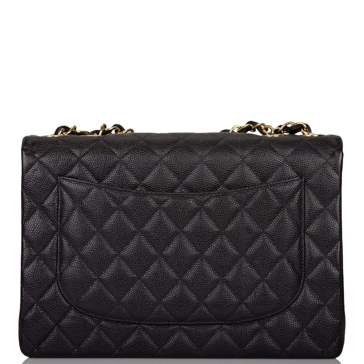 Chanel Vintage Black Quilted Caviar Jumbo Single Flap Bag Gold Hardware