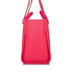 Chanel Neon Pink and Orange Mixed Fibers Large Deauville Shopping Bag Silver Hardware