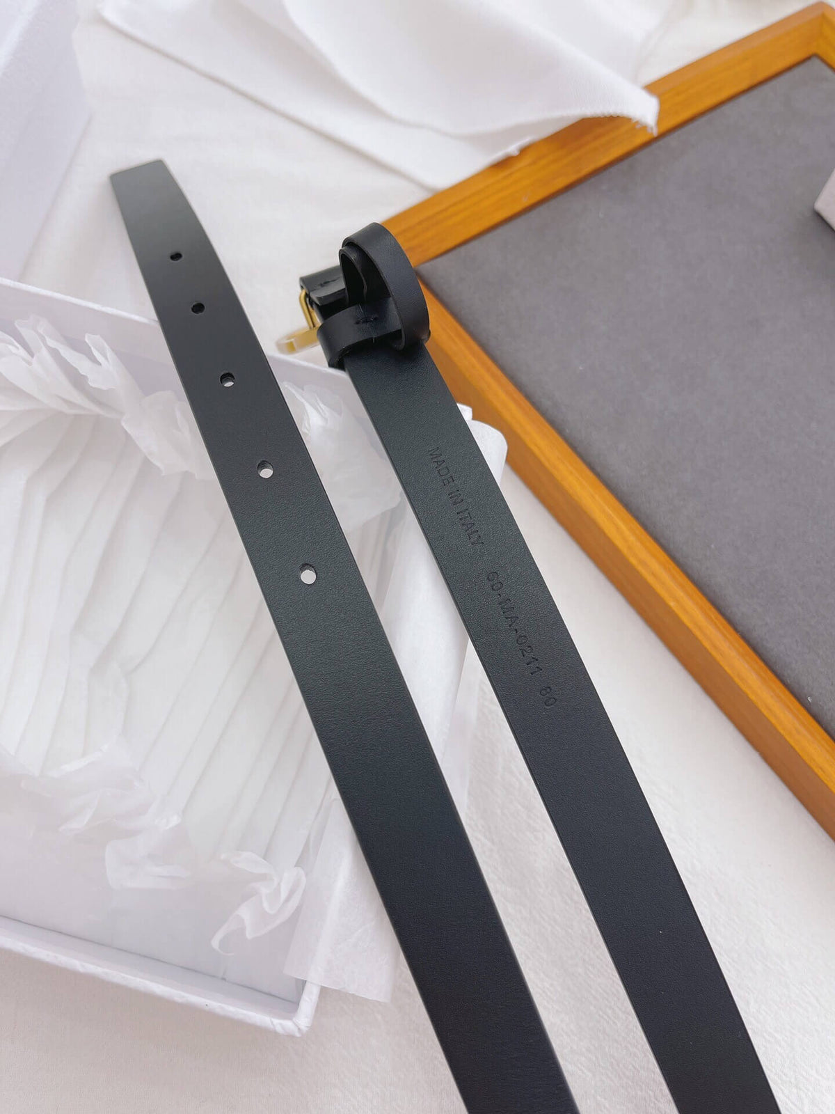 CHRISTIAN DIOR CD Buckle Leather Belt in Black Smooth Calfskin
