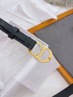 CHRISTIAN DIOR CD Buckle Leather Belt in Black Smooth Calfskin