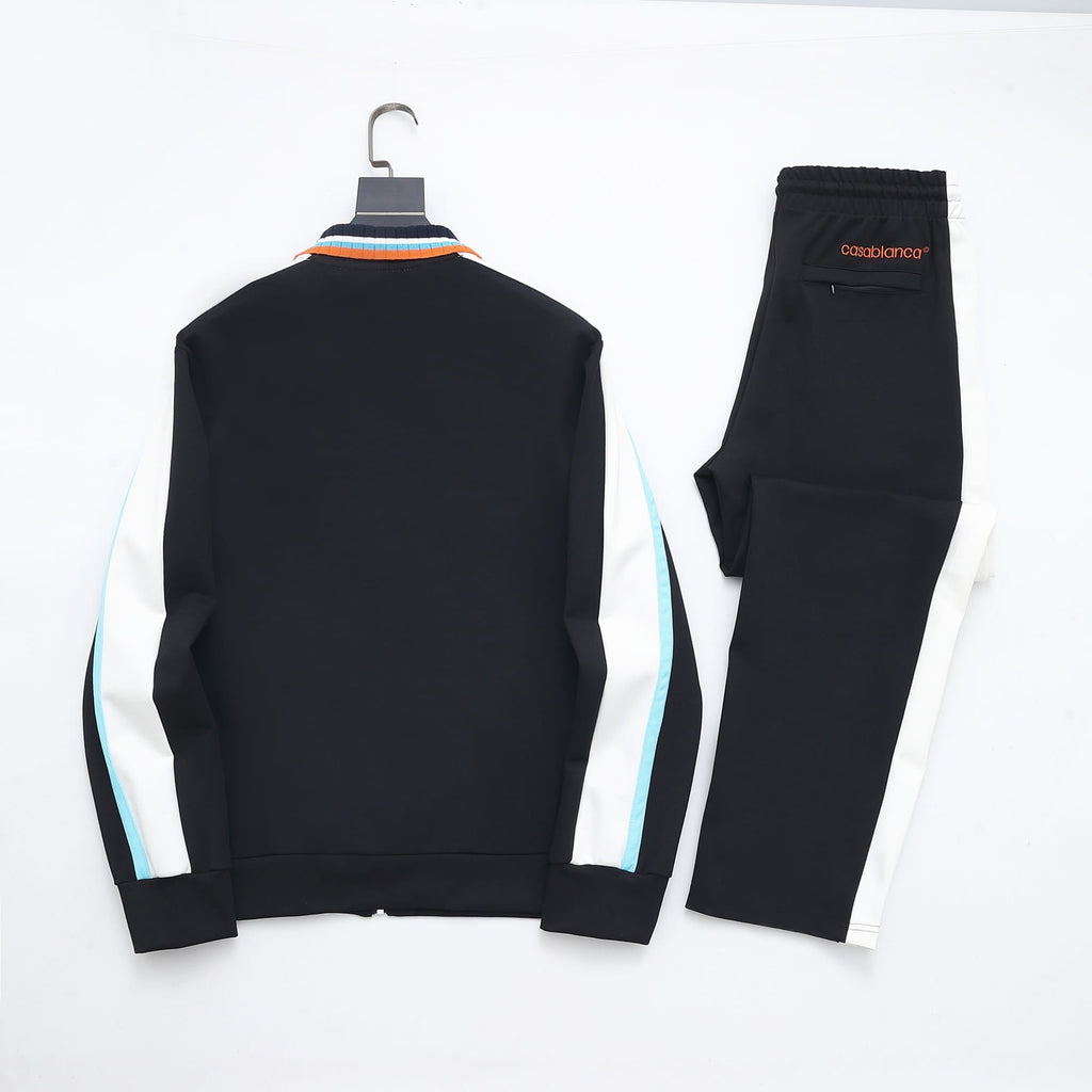 Casablanca Piqué Tracksuit Set - White & Black Tennis Knit Zip Jacket & Pants