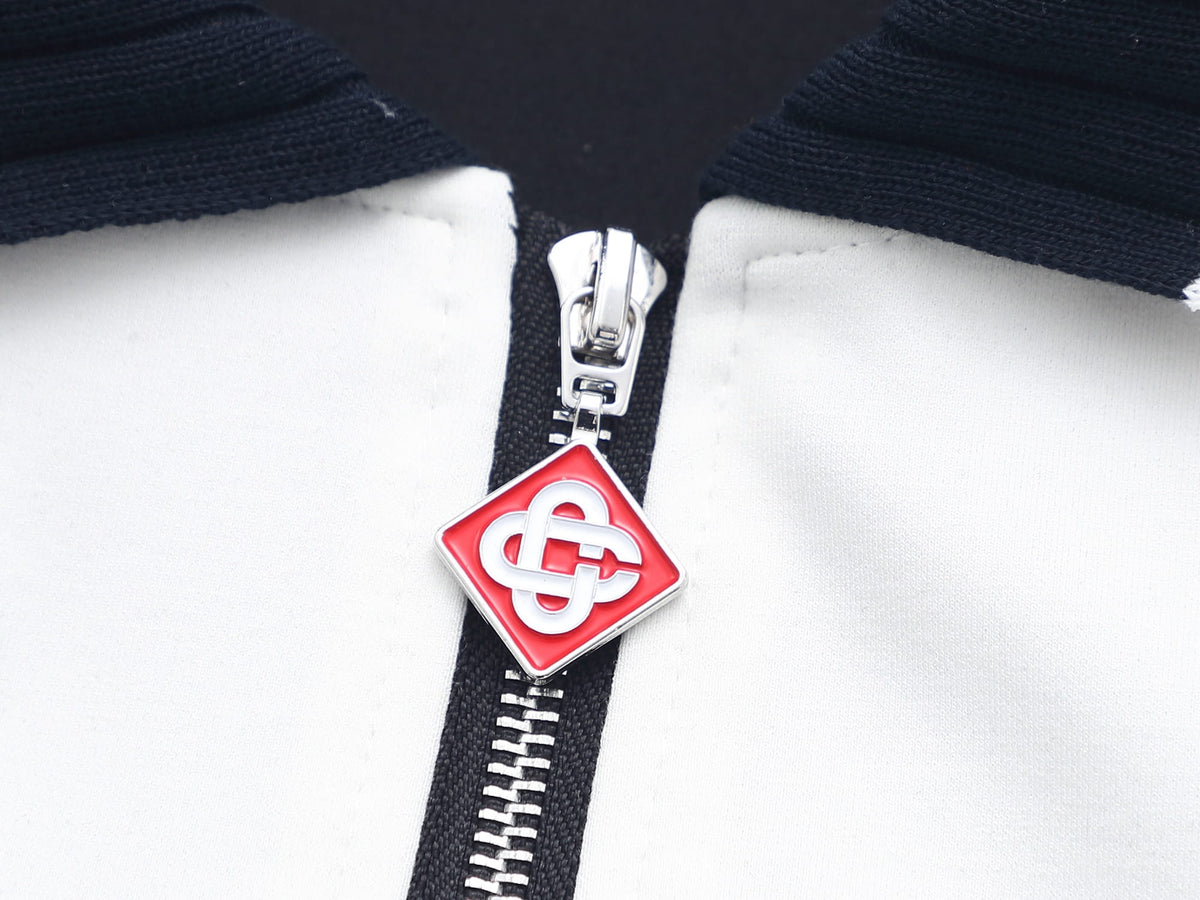 Casablanca Piqué Tracksuit Set - White & Black Tennis Knit Zip Jacket & Pants