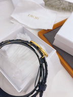 Christian Dior 30 Montaigne Reversible Belt in Blue Smooth Calfskin and Dior Oblique Jacquard