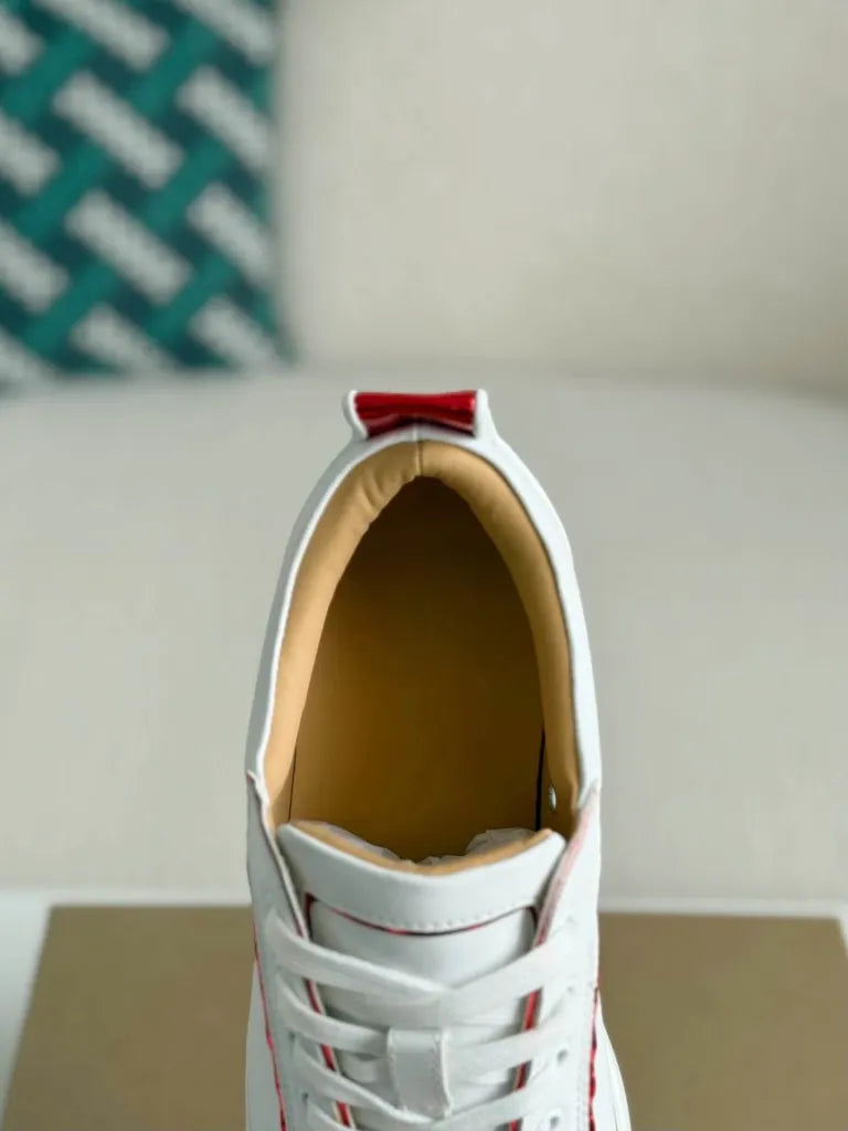 Christian Louboutin Louis Junior Sneaker – White Leather & Metallic Red