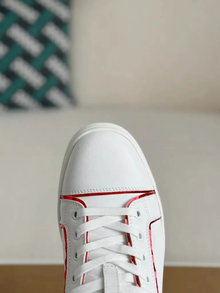 Christian Louboutin Louis Junior Sneaker – White Leather & Metallic Red