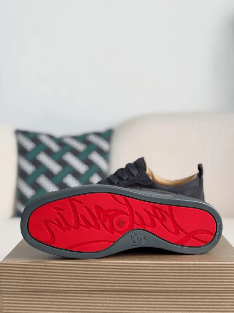 Christian Louboutin Louis Junior Spikes Sneaker – Dark Grey Suede