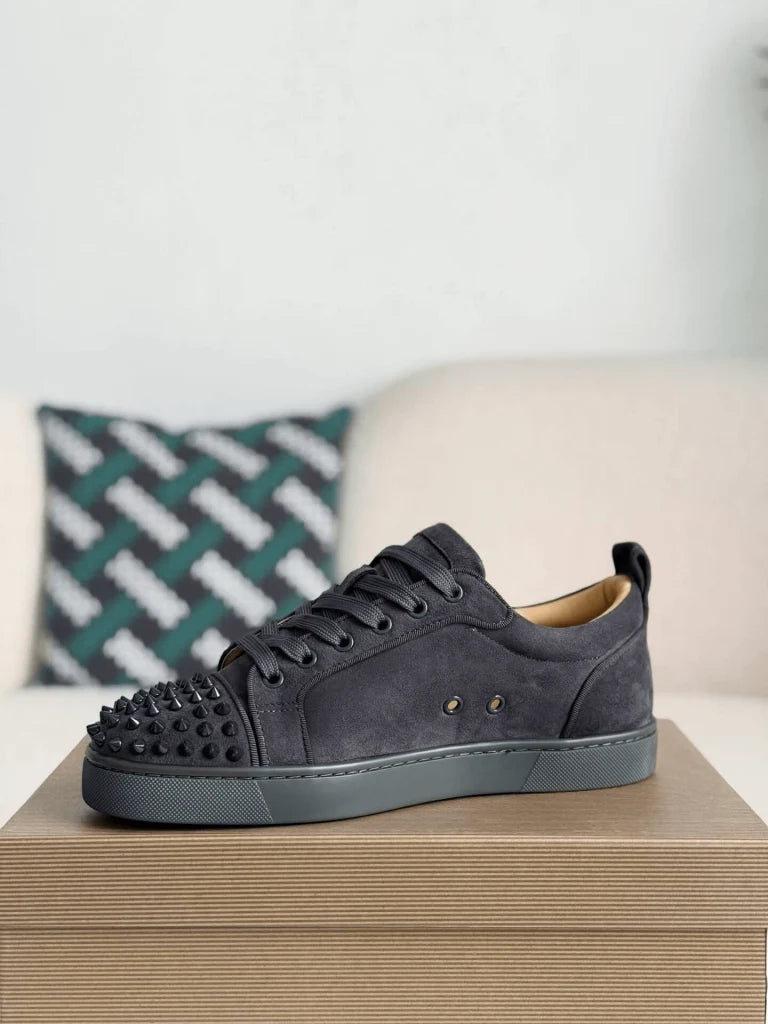 Christian Louboutin Louis Junior Spikes Sneaker – Dark Grey Suede