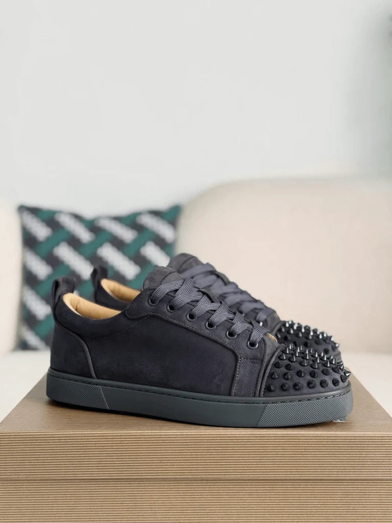 Christian Louboutin Louis Junior Spikes Sneaker – Dark Grey Suede