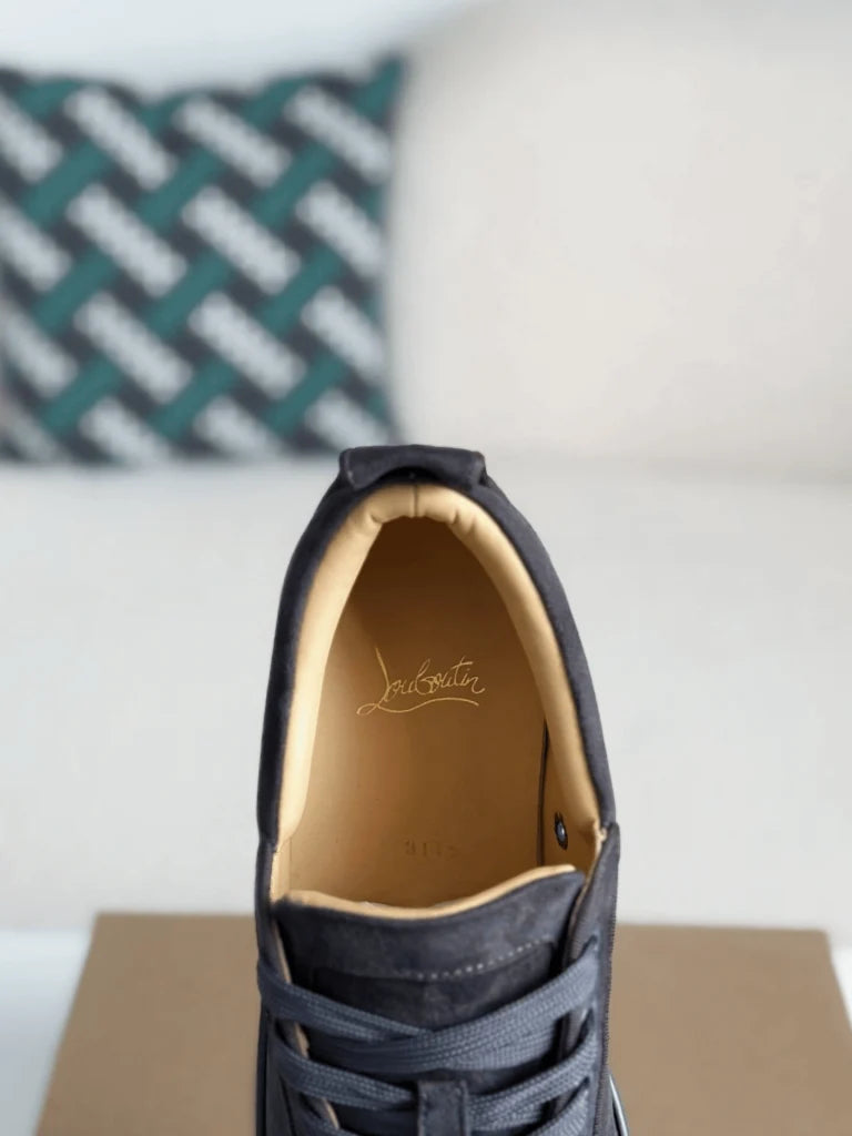 Christian Louboutin Louis Junior Spikes Sneaker – Dark Grey Suede