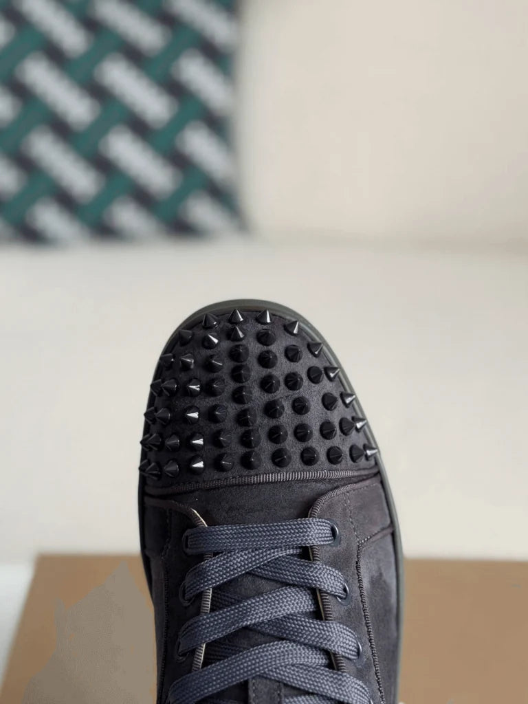Christian Louboutin Louis Junior Spikes Sneaker – Dark Grey Suede