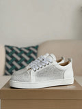 Christian Louboutin Louis Junior Strass Sneaker – White Leather & Crystals