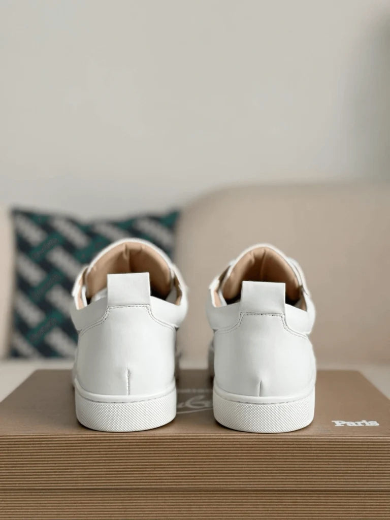 Christian Louboutin Louis Junior Strass Sneaker – White Leather & Crystals