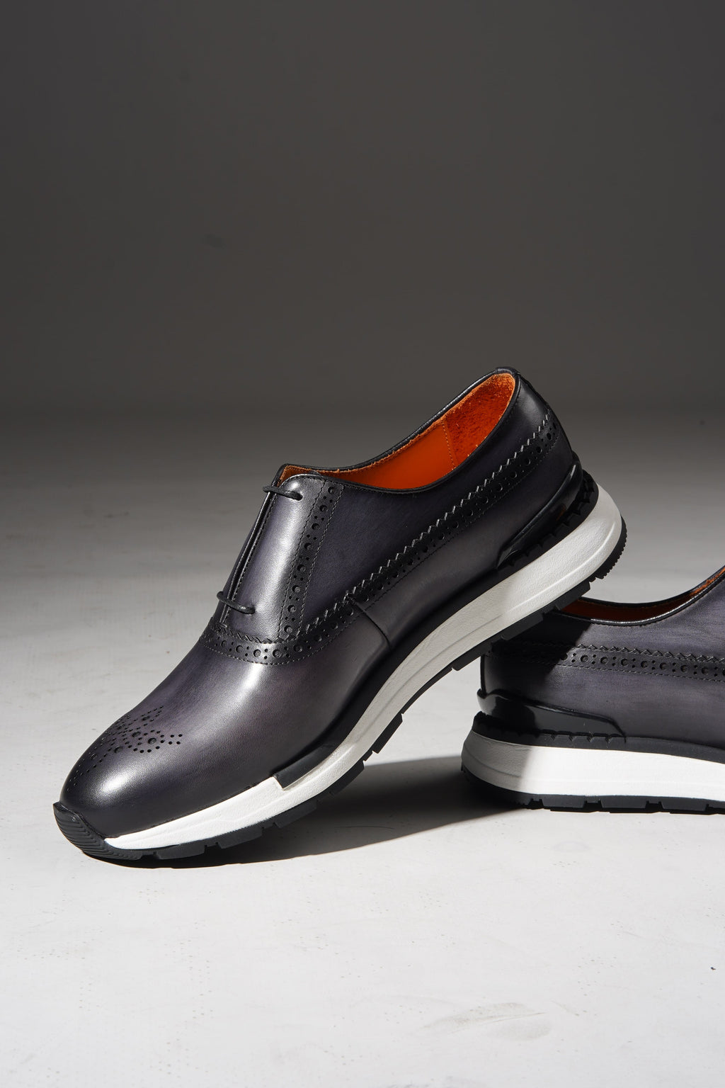 Bergamo Brogue Sneaker — Grey Leather