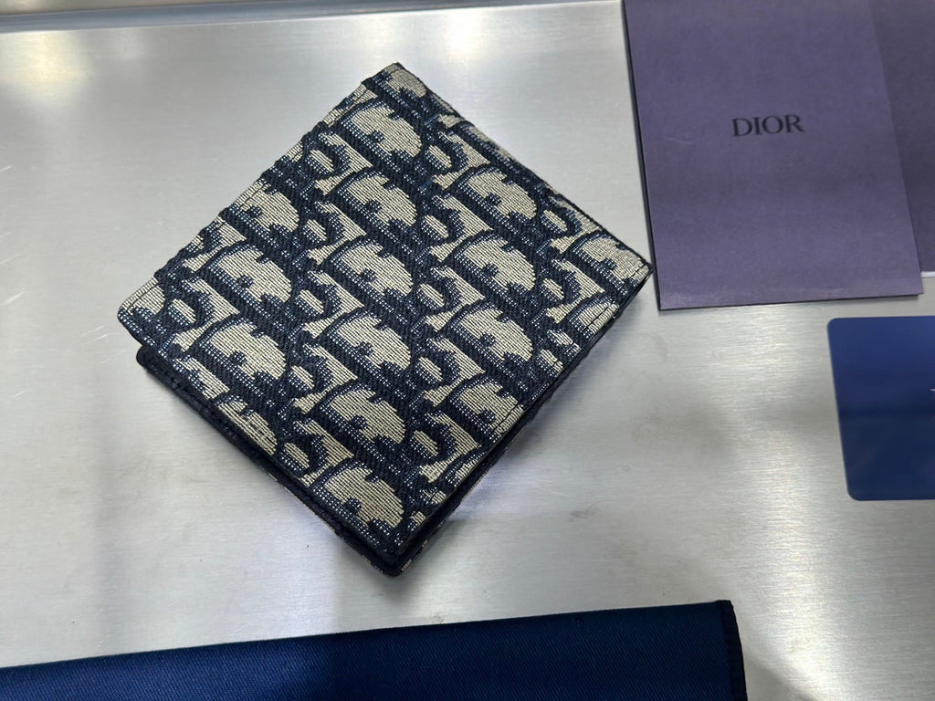 Dior Black & Beige Oblique Jacquard Bifold Wallet