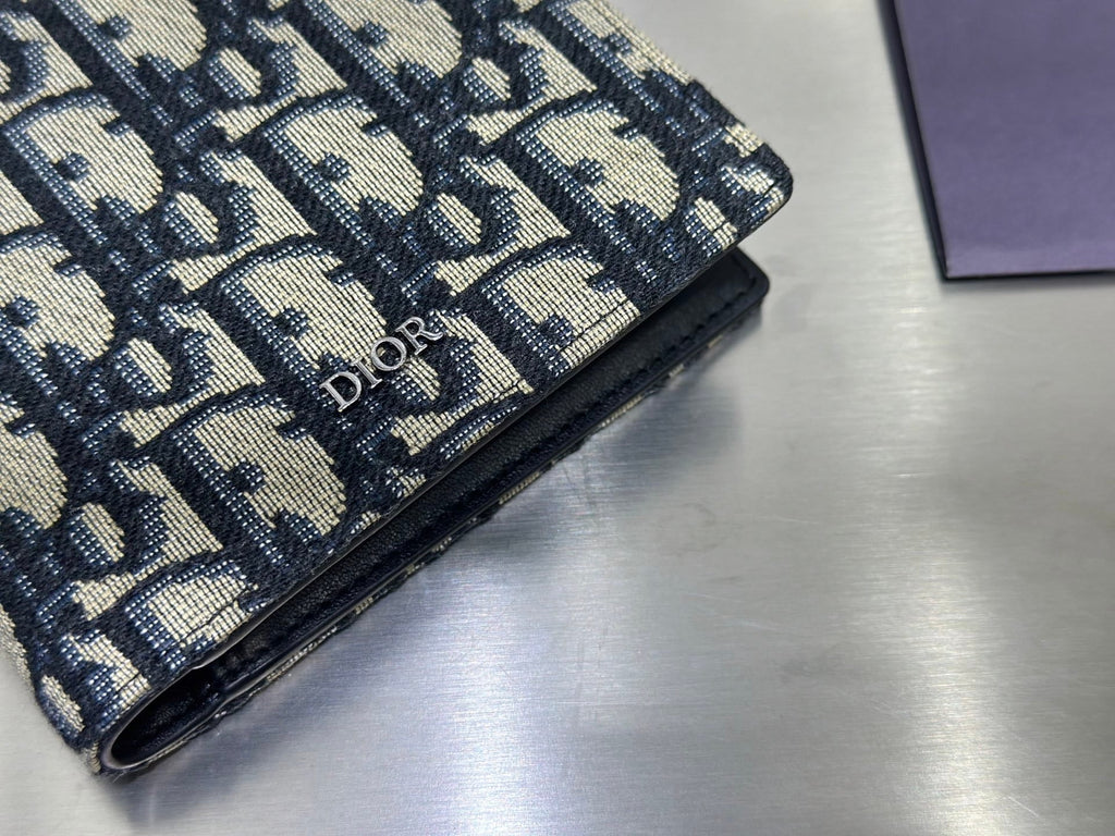 Dior Black & Beige Oblique Jacquard Bifold Wallet