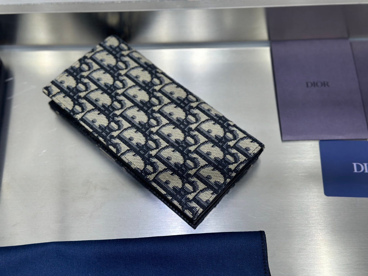 Dior Long Bifold Wallet - Beige & Black Oblique Jacquard Canvas