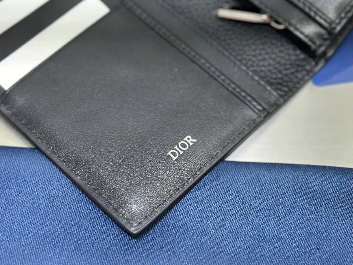 Dior Long Bifold Wallet - Beige & Black Oblique Jacquard Canvas