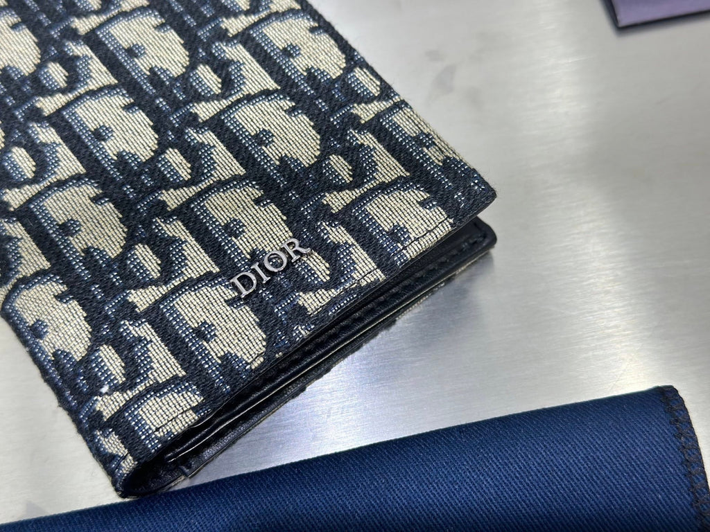 Dior Long Bifold Wallet - Beige & Black Oblique Jacquard Canvas