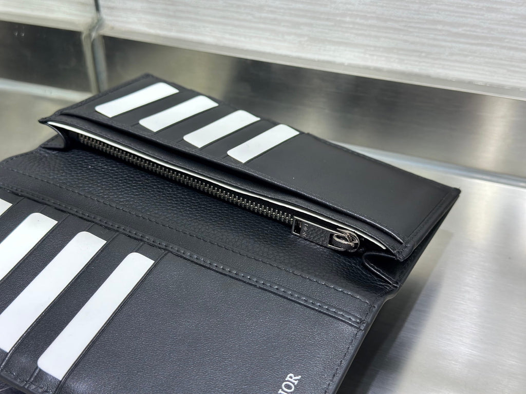 Dior Long Bifold Wallet - Beige & Black Oblique Jacquard Canvas