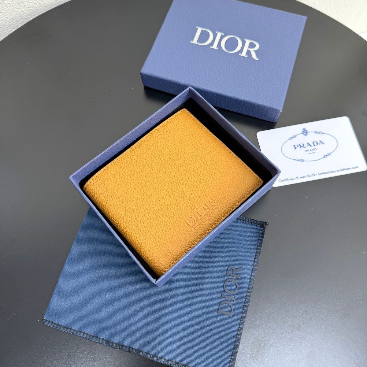 Dior Men's Privé Bifold Wallet - Brown Grained Calfskin