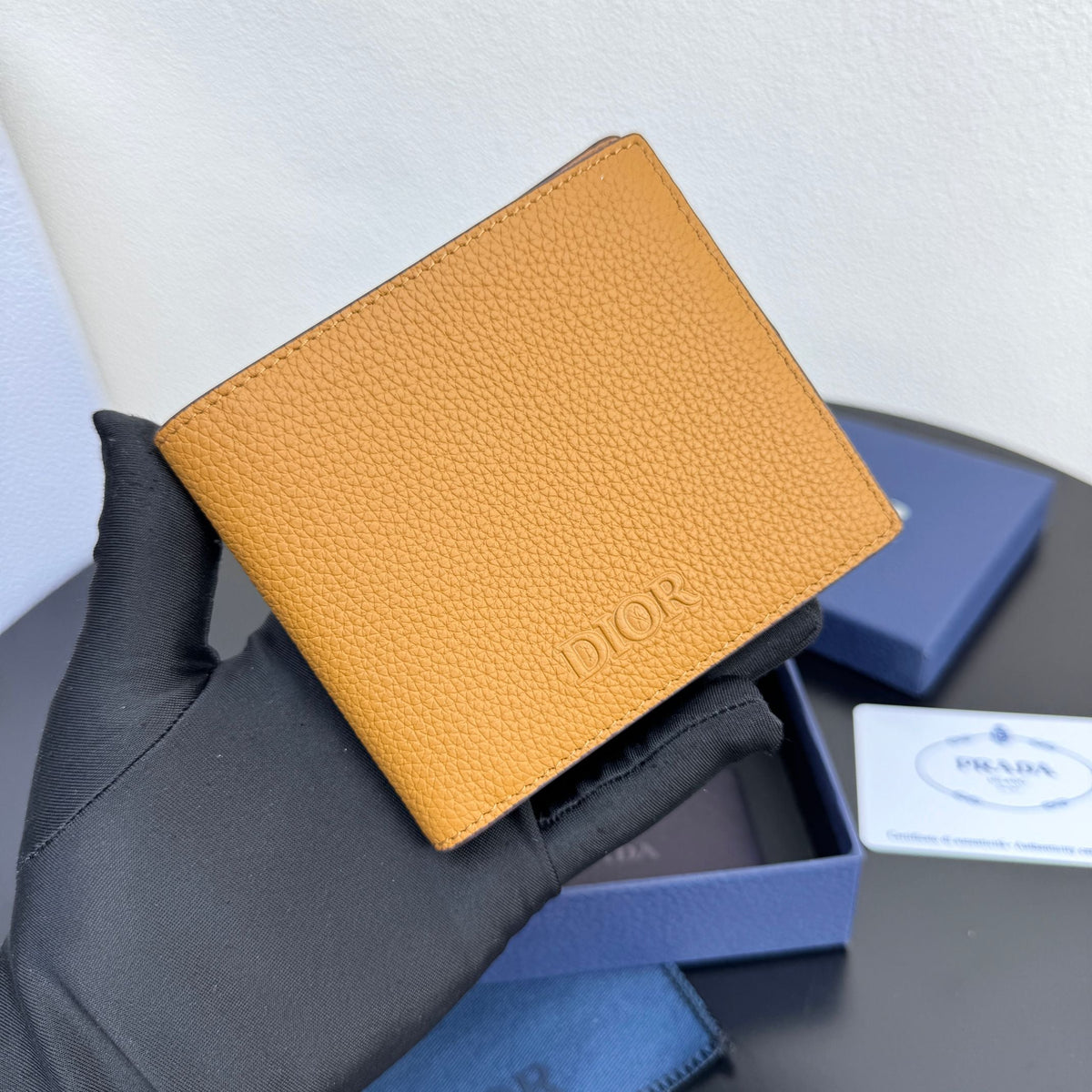 Dior Men's Privé Bifold Wallet - Brown Grained Calfskin