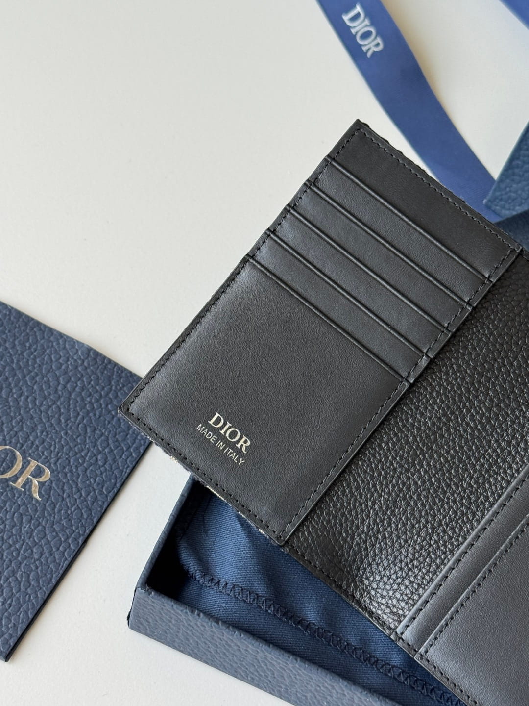 Dior Saddle Passport Cover Black Grained Calfskin Marquetry and Black Dior Oblique Jacquard