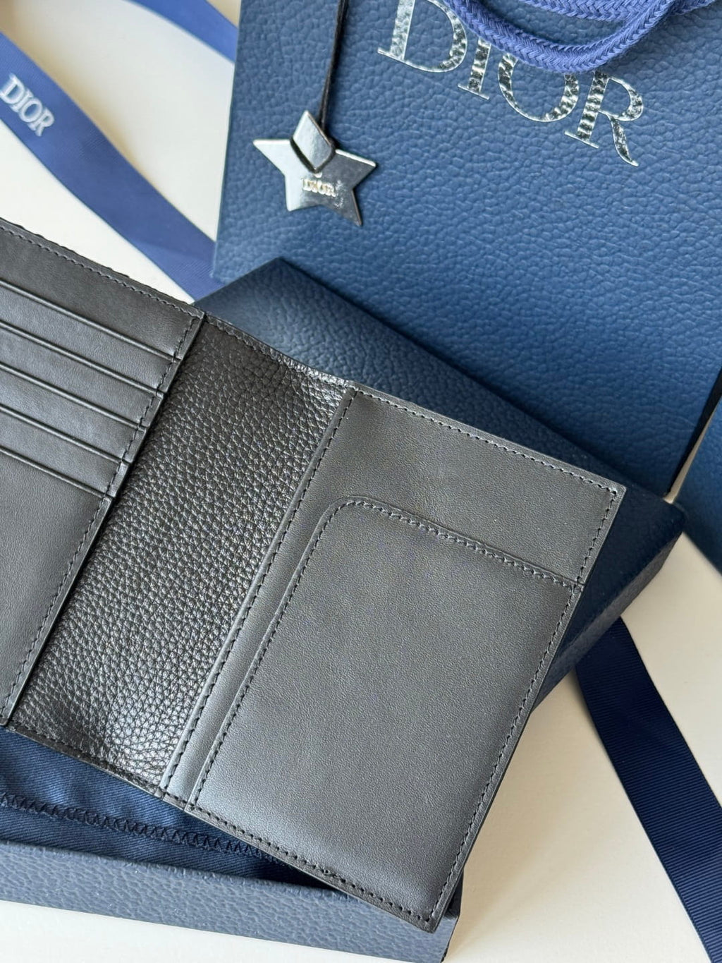 Dior Saddle Passport Cover Black Grained Calfskin Marquetry and Black Dior Oblique Jacquard