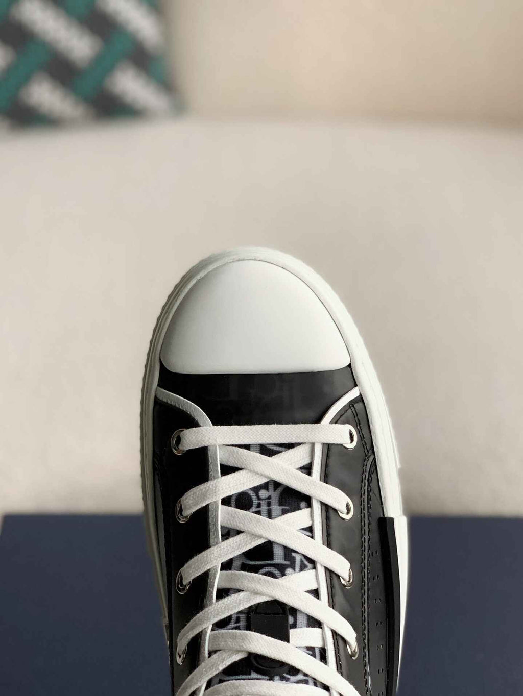 Dior B23 High-Top Sneaker in Black & White Dior Oblique Canvas