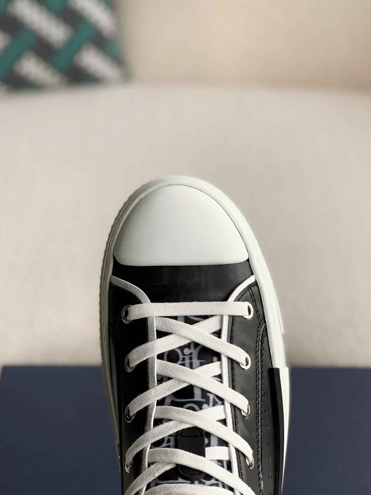Dior B23 High-Top Sneaker in Black & White Dior Oblique Canvas