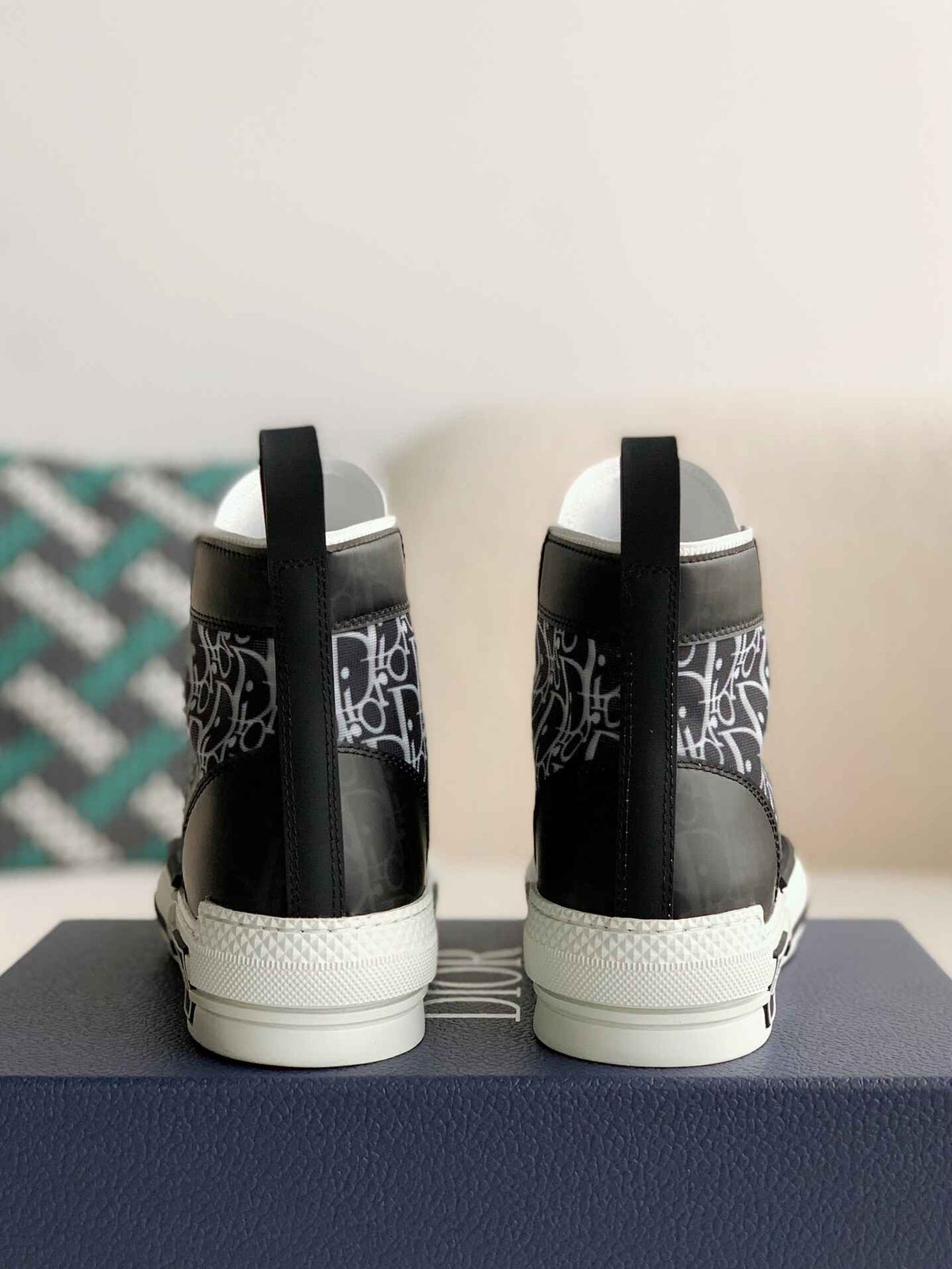 Dior B23 High-Top Sneaker in Black & White Dior Oblique Canvas