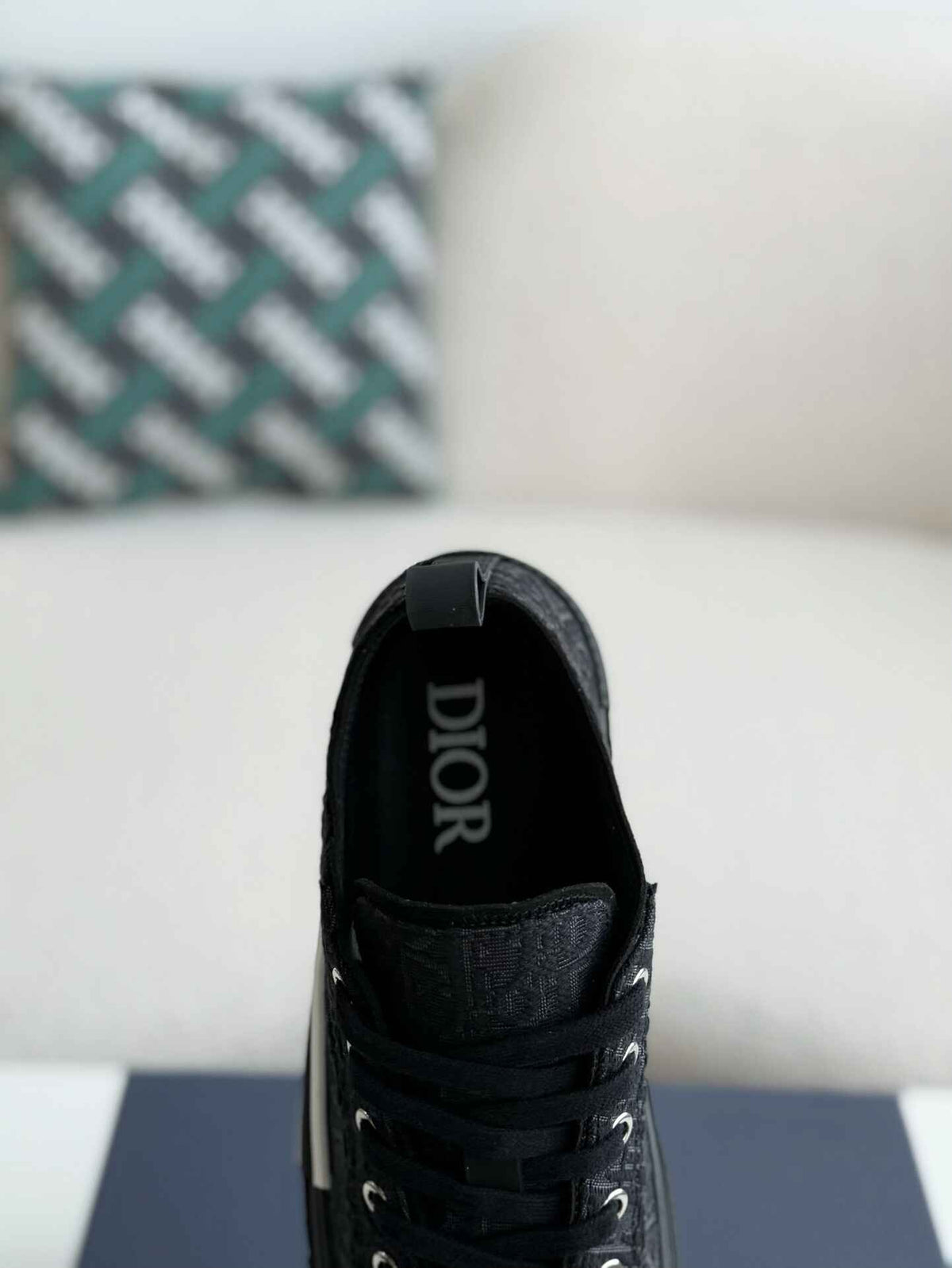 Dior B23 Low-Top Sneaker in Black Dior Oblique Jacquard (Black Sole Version)