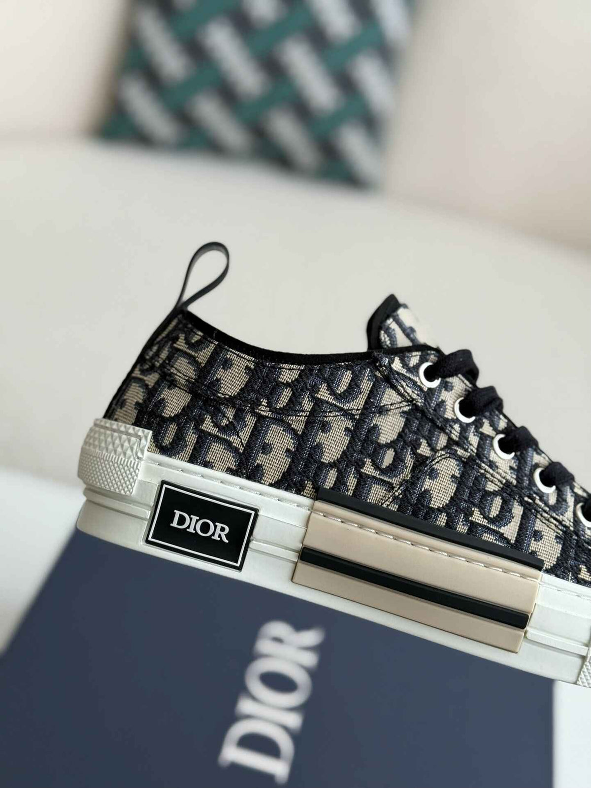 Dior B23 Low-Top Sneaker in Black Dior Oblique Jacquard