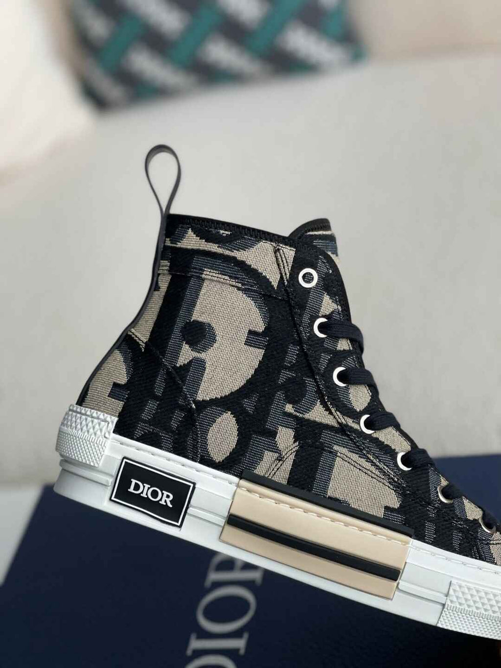 Dior B23 High-Top Sneaker in Black Oblique Jacquard