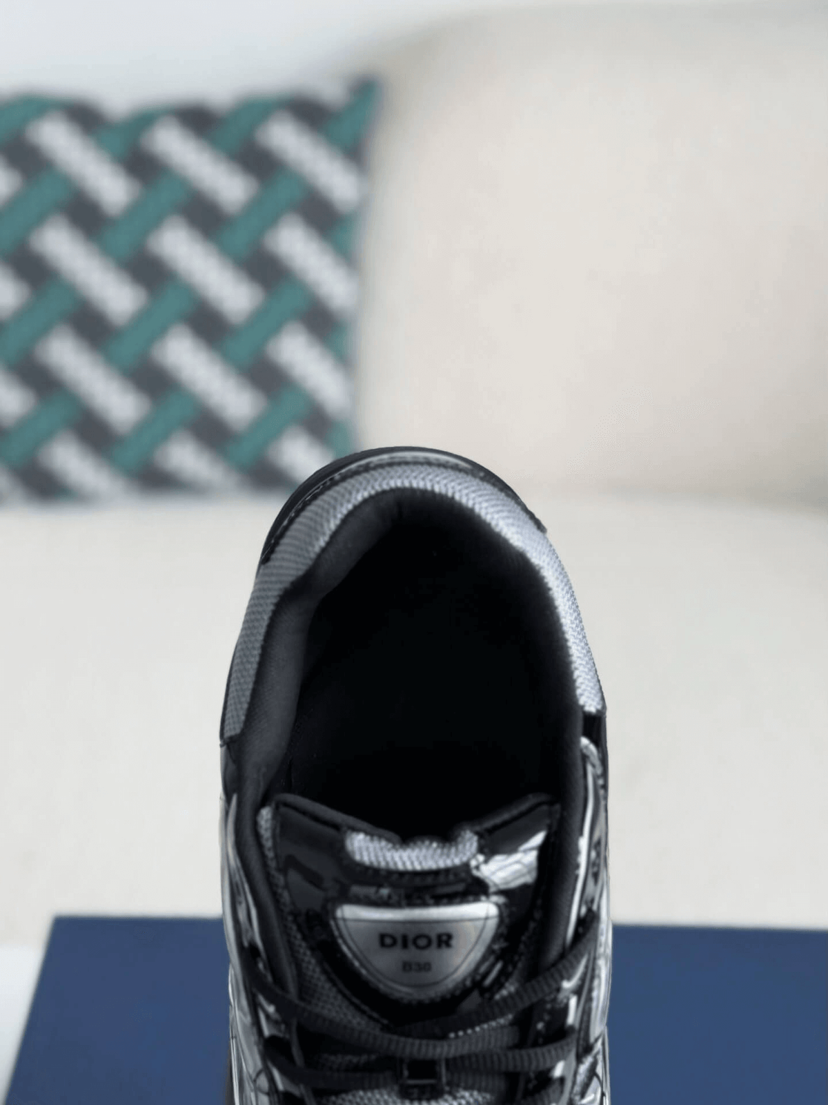 Dior B30 Low-Top Sneaker Black Patent Leather and Technical Mesh with Black Rubber Sole