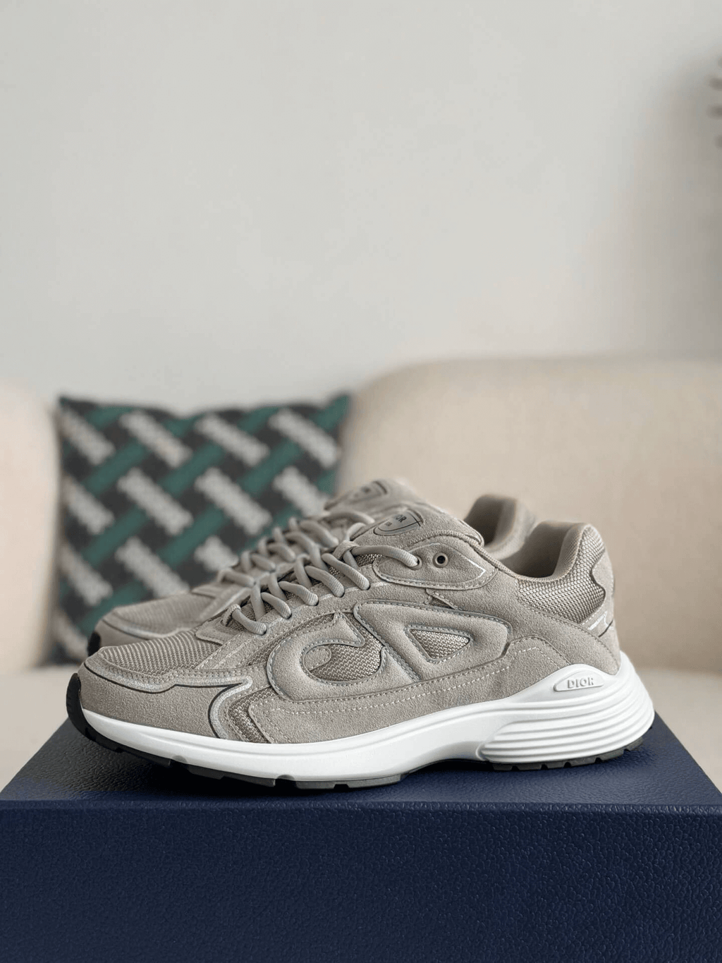 Dior B30 Low-Top Sneaker Beige Suede and Technical Mesh with White Rubber Sole