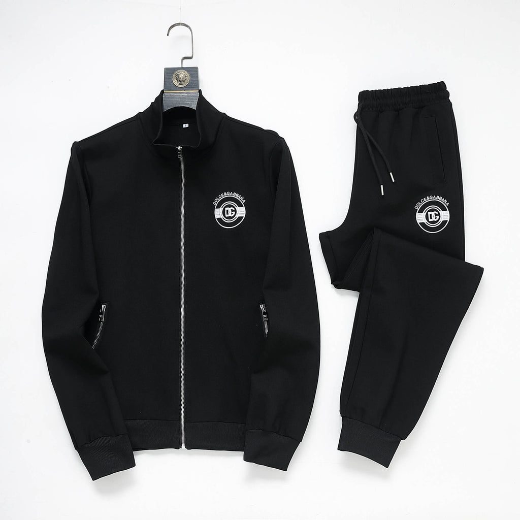 Dolce & Gabbana Circular DG Crest Logo Technical Jersey Tracksuit Black