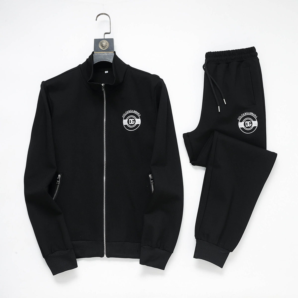Dolce & Gabbana Circular DG Crest Logo Technical Jersey Tracksuit Black