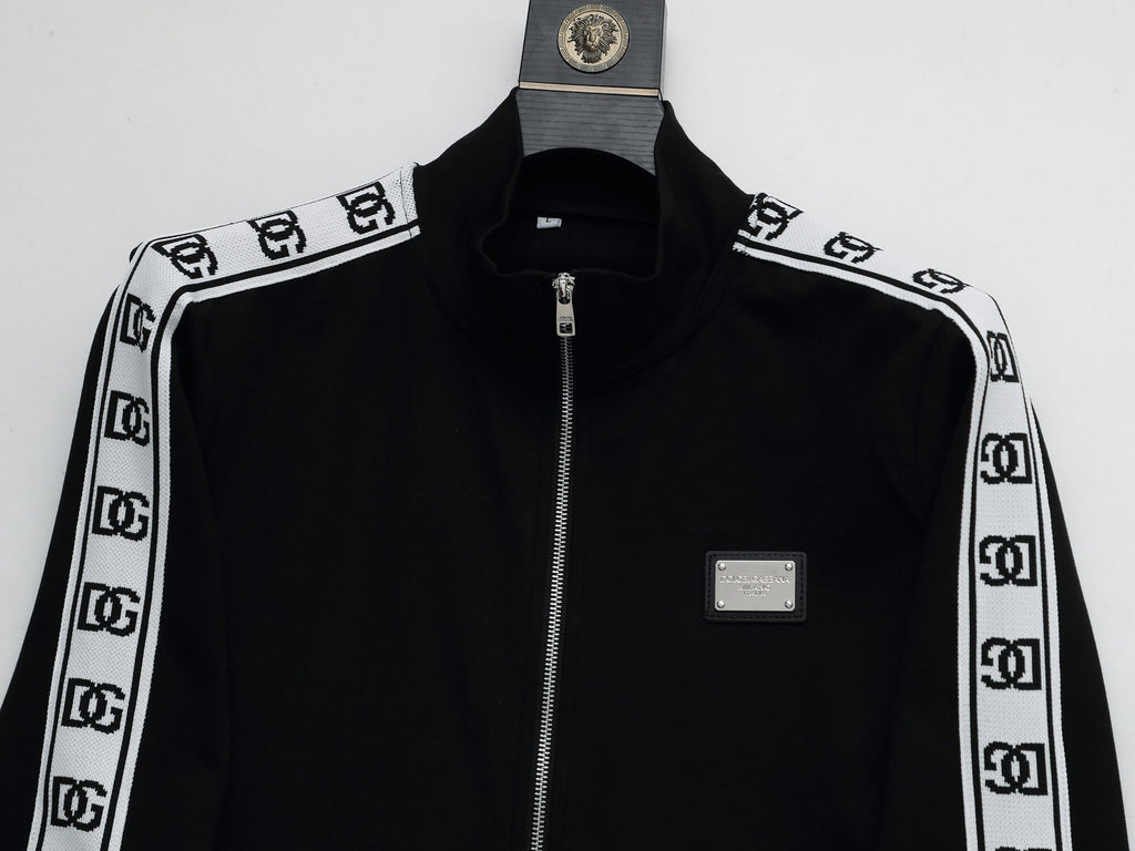 Dolce & Gabbana DG Logo Side Band Tracksuit Technical Jersey Black