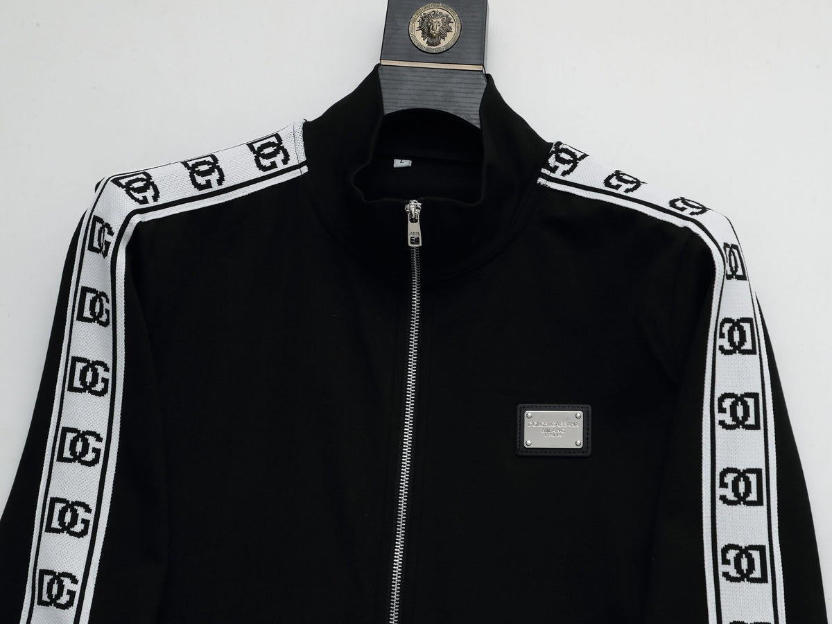 Dolce & Gabbana DG Logo Side Band Tracksuit Technical Jersey Black